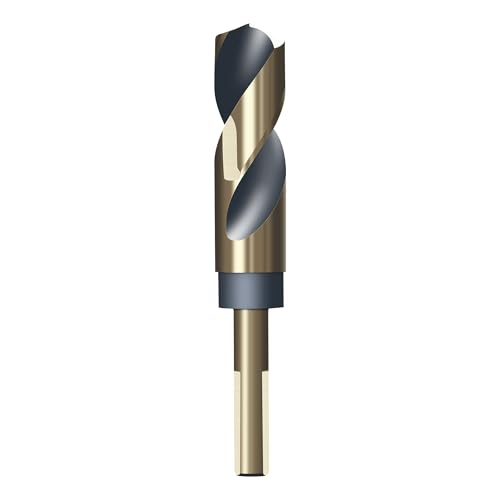 HUHAO 22 mm Reduzierter Schaft-Bohrer, 1,27 cm Schaft, HSS 4341, gerader Spiral-Bit mit Titan- und schwarzer Nitrid-Beschichtung für Edelstahl und legierte Metalle von HUHAO