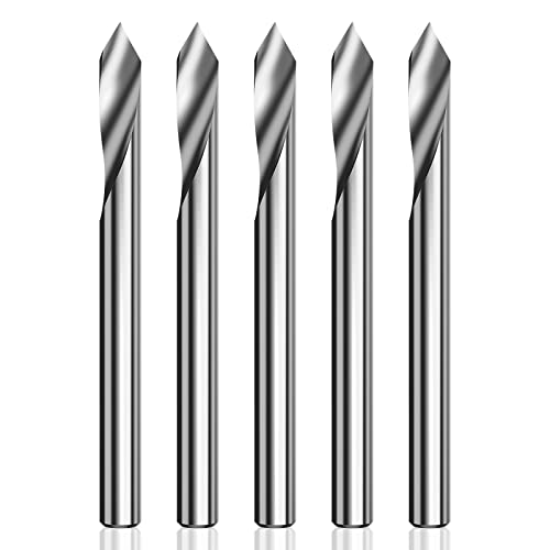 HUHAO Spiralfräser, 60 Grad, V-Nut, Gravierwerkzeug, flacher Boden, CNC-Fräser, 1/8-Zoll-Schaft für Aluminium, MDF, Hartholz, Kupfer, 5 Stück von HUHAO