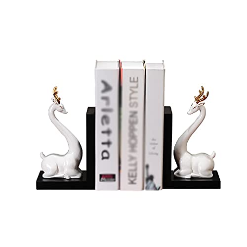 HUHAORAN2021 Buchends Buchends chinesischer Keramik bookend Bookshelf unterheihen schwere bücher buchende kreative hirsche Kopf Drachen Buch Stopper büro Wohnzimmer Dekoration Buch endet von HUHAORAN2021