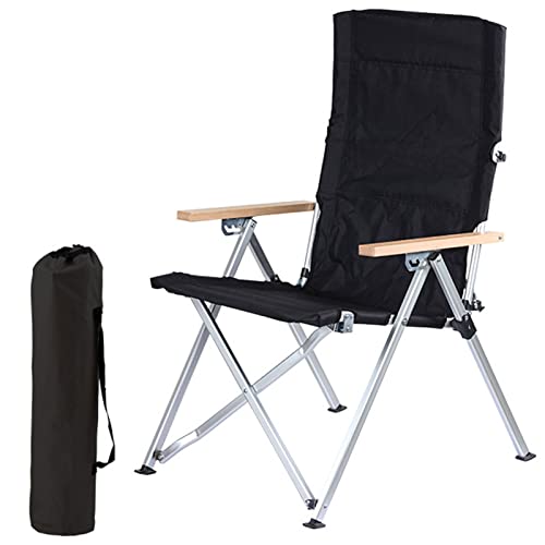 HUHJYUGE Campingstuhl Faltbar, Gartenstuhl Hochlehner Klappstuhl, Alu Campingstuhl Klappbar, Angelstuhl Mit Armlehnen Praktisch Robust Leicht, Für Camping, Strand, Grillen (A) von HUHJYUGE