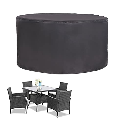 HUHJYUGE Gartentisch Abdeckung Rund Wasserdicht 150x95cm, Abdeckung für Gartenmöbel Oval, Terrassenmöbel Abdeckung Schwerlast 420D Oxford Gewebe Regenschutz und Staubfest Reißfest von HUHJYUGE