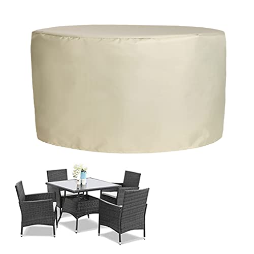 HUHJYUGE Gartentisch Abdeckung Rund Wasserdicht 180x90cm, Abdeckung für Gartenmöbel Oval, Terrassenmöbel Abdeckung Schwerlast 420D Oxford Gewebe Regenschutz und Staubfest Reißfest von HUHJYUGE