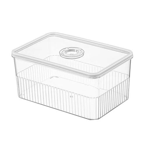 HUHJYUGE Kühlschrank Aufbewahrungsbox mit Datumsanzeige, Transparenter PET Behälter mit Deckel, Große Kapazität für Lebensmittel, Obst, Gemüse, 1 Stück (C) von HUHJYUGE