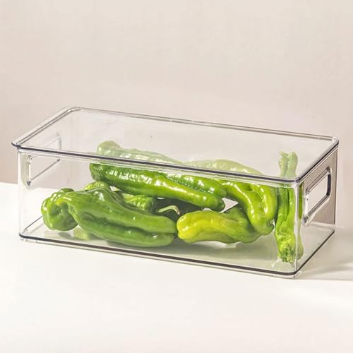 HUHJYUGE Kühlschrank Aufbewahrungsbox mit Deckel, Transparenter Behälter aus lebensmittelechtem Kunststoff für Obst, Gemüse, Eier und Tiefkühlwaren, 1 Stück (C) von HUHJYUGE