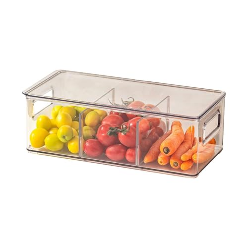 HUHJYUGE Kühlschrank Aufbewahrungsbox mit Deckel, Transparenter Behälter aus lebensmittelechtem Kunststoff für Obst, Gemüse, Eier und Tiefkühlwaren, 1 Stück (D) von HUHJYUGE