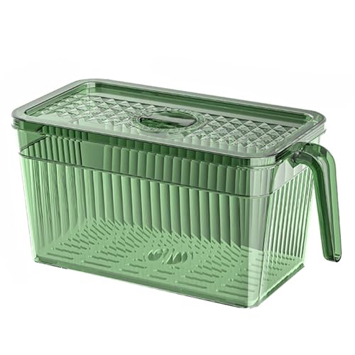 HUHJYUGE Kühlschrank Aufbewahrungsbox mit Deckel und Griff, Transparente Frischhaltebox für Gemüse, Obst, Lebensmittel, Aus BPA-freiem PET, Für Kühlschrank oder Gefrierfach (B) von HUHJYUGE