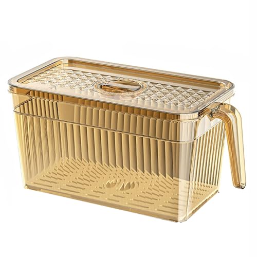 HUHJYUGE Kühlschrank Aufbewahrungsbox mit Deckel und Griff, Transparente Frischhaltebox für Gemüse, Obst, Lebensmittel, Aus BPA-freiem PET, Für Kühlschrank oder Gefrierfach (C) von HUHJYUGE