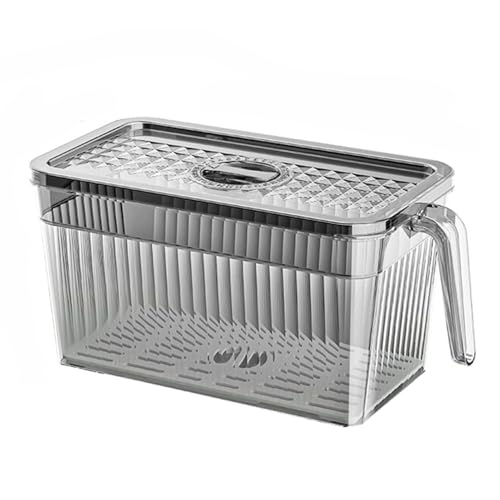 HUHJYUGE Kühlschrank Aufbewahrungsbox mit Deckel und Griff, Transparente Frischhaltebox für Gemüse, Obst, Lebensmittel, Aus BPA-freiem PET, Für Kühlschrank oder Gefrierfach (D) von HUHJYUGE