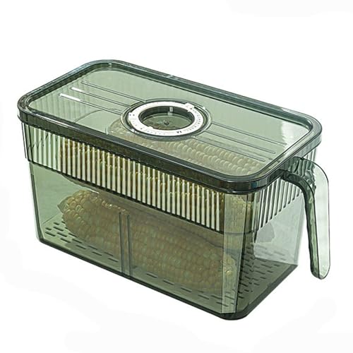 HUHJYUGE Kühlschrank Organizer mit Deckel, Stapelbaren Kühlschrank-Organizern, Herausziehbare Behälter für Fridge Organizer mit Griff, Kühlschrank-Aufbewahrungsbox mit Timer (B) von HUHJYUGE