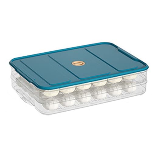 HUHJYUGE Mehrschichtige Aufbewahrungsbox für Teigtaschen, Stapelbarer Gefrierbehälter mit Deckel für Eier, Wontons, Kühlschrank und Küchenorganisation (2 Layer) von HUHJYUGE