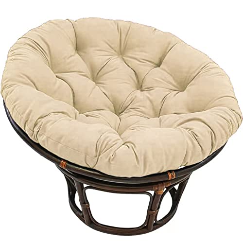 HUHJYUGE Rundes Papasan-Stuhlkissen 120cm, Papasan-Sitzkissen, Papasansessel Kissen, Hängekorb Stuhlkissen mit Krawatten Extra Großes Weich Dick, für Schlafzimmer, Wohnzimmer von HUHJYUGE