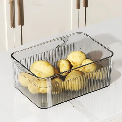 HUHJYUGE Stapelbaren Kühlschrank-Organizern, Kühlschrank Organizer mit Deckel, Speisekammer Vorratsbehälter mit Griff, für Obst, Gemüse, Gefrierschrank, Küche (B/28x17.7x15.8cm) von HUHJYUGE
