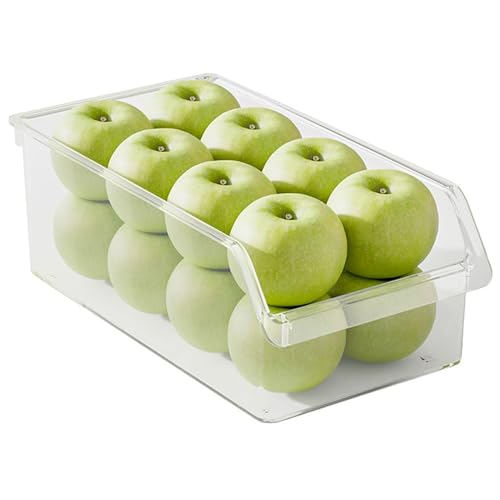 HUHJYUGE Transparente Kühlschrank Aufbewahrungsbox aus Kunststoff, Offene Schubladenbox für Obst, Gemüse, Eier oder Snacks, für Kühlschrank, Gefrierfach, Küche, 1 Stück (27x17x10.6cm) von HUHJYUGE