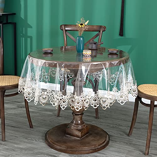 HUHJYUGE Transparente Tischdecke Rund 130cm, Folie fur Tisch Durchsichtig Fettdicht, Tischmatte Transparent Wasserdicht, Klar PVC-Tischdecke Hitzebeständig, für Tisch/Esszimmer HUHJYUGE Transparente Tischdecke Rund 130cm, Folie fur Tisch Durchsichtig Fettdicht, Tischmatte Transparent Wasserdicht, Klar PVC-Tischdecke Hitzebeständig, für Tisch/Esszimmer von HUHJYUGE