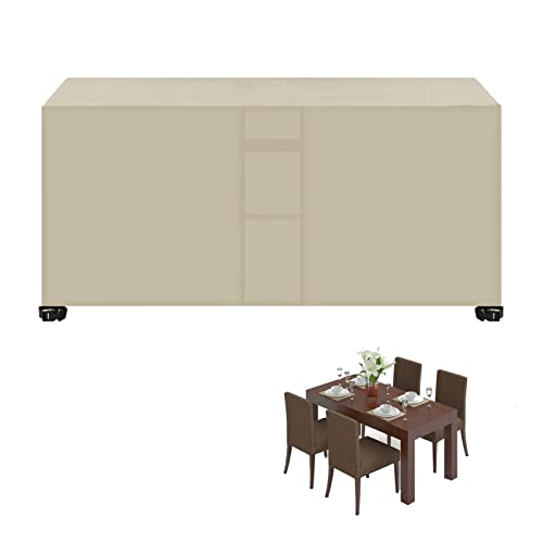 HUHJYUGE Wasserdicht Gartenmöbel Abdeckung 180x150x80cm, Abdeckung Gartentisch Rechteckig, Terrassenmöbel Schutzhülle Schwerlast 420D Oxford Gewebe mit Ventilationsfenster Teleskopseil von HUHJYUGE