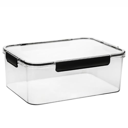 Kühlschrank Organizer mit Deckel, Transparente Kühlschrank-Organizern, Große Vorratsdose für Obst, Gemüse, Reste, Bento Box Küchen Organizer für Zuhause (750ml) von HUHJYUGE