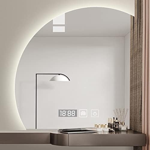 Moderner Badezimmerspiegel, Links/rechts Geschnittener halbkreisförmiger Badezimmerspiegel mit Lichtern, beschlagfreie Badezimmerspiegel für die Wand, dimmbarer beleuchteter Spiegel, rechts von HUHUJINGE