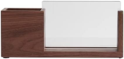 Stifthalter, Stiftbecher, ordentlicher Schreibtisch für Büro, Zuhause, Holz-Organizer mit Schubladen, stationärer Organizer für Stifte, Bleistift mit Handy-Halter, stationär, Schwarz Walnuss von HUHUJINGE