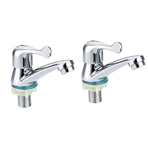 Waschbeckenarmaturen mit Hebel und Mischbatterie, verchromtes Kupfergehäuse, 2 Stück Waschbeckenarmaturen mit Hebel und Mischbatterie, verchromtes Kupfergehäuse, 2 Stück von HUI JIN