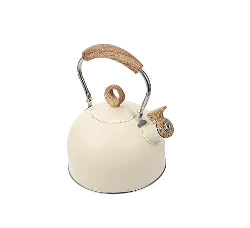 HUIBBGO Teekessel Wasserkocher Herdplatte Pfeifender Teekessel mit Holzgriff Edelstahl Herdplatte Teekessel Edelstahl Pfeifen Camping von HUIBBGO