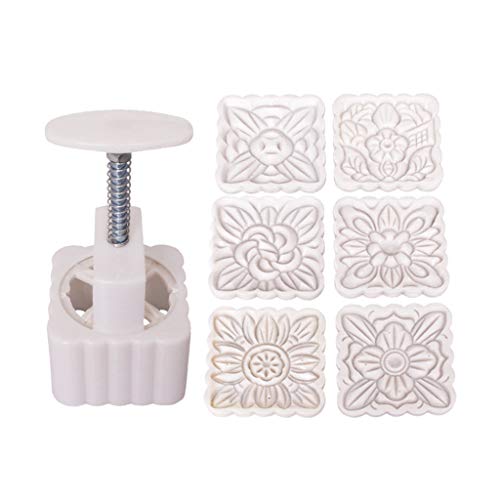 150 g Form, 6 quadratische Blumen-Stempel, Handpresse, Mondkuchen, Gebäckhersteller von HUIFACAI