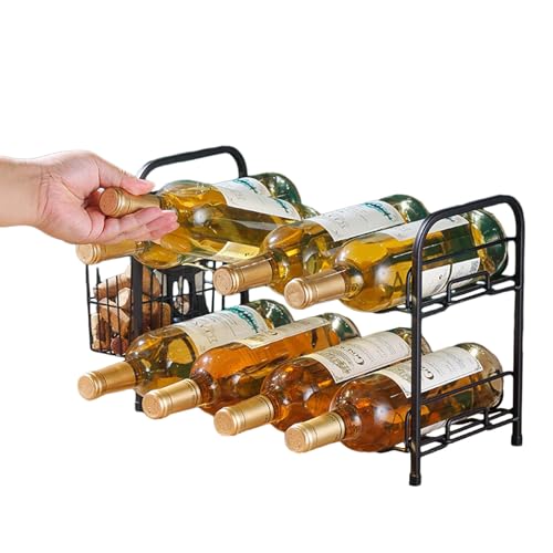 HUIFACAI Kompaktes Weinregal, tragbarer Displayhalter, 2 Ebenen, Tischständer für Küche, Essbereich, Weinsammler von HUIFACAI