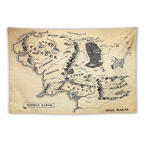 HUIGUANG Herr der Ringe Mittelerde Karte Spielzimmer Bild Druck Polyester Wandbild Kunst Wandteppiche Dekor Modern Home Artworks Geschenkidee 101,6 x 152,4 cm von HUIGUANG