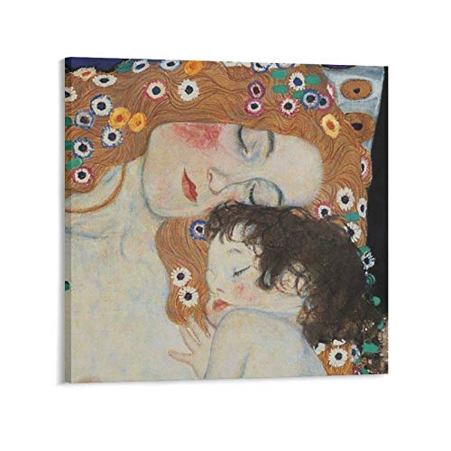 Gustav Klimt Malposter Mutter und Kind Poster Heimdekoration Poster Wandkunst Hängende Bilder Druck Dekorative Malerei Poster 60 x 60 cm von HUIHUO