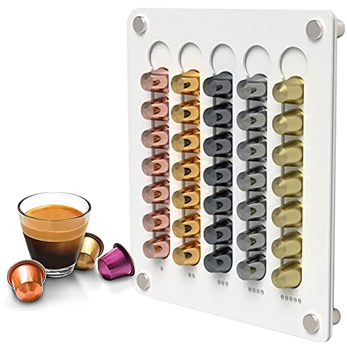 HUIIUH Kapselhalter für Nespresso Original Kapseln, Wand-Kapselspender für 35 Kaffeepads Aufbewahrung, Nesspressokaffeekapseln Halter aus Acryl für Schränke & Kühlschränke von HUIIUH