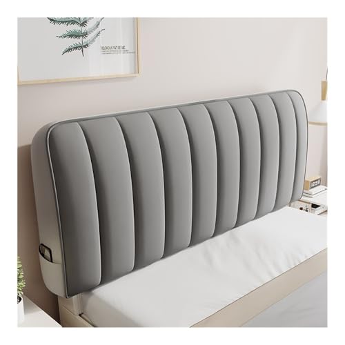 HUIJIQX Quilt-Kopfteilbezug aus weichem Plüsch, einfarbig, grau, All-Inclusive, weicher Samt, gesteppte Bettkopfabdeckung (A,200 x 65 cm) von HUIJIQX