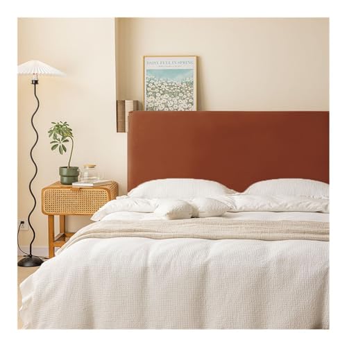HUIJIQX Weiche Samt Kopfteil Abdeckung All-inclusive super weich glatt gesteppt Kopfschutz Volltonfarbe Bett Rückseite Staubschutz (Kaffee, 150 cm) von HUIJIQX