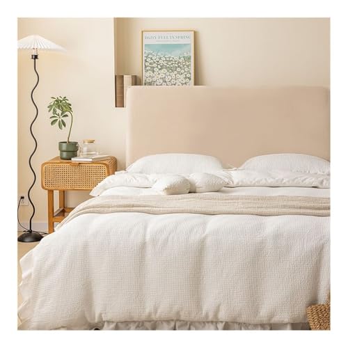 HUIJIQX Weicher Samt-Kopfteilbezug, All-Inclusive, superweich, glatt, gesteppt, einfarbig, Bettrücken-Staubschutz (cremefarben, 200 cm) von HUIJIQX