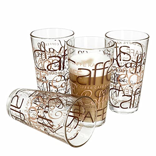 HUIJK 4er Set Latte Macchiato Gläser 39cl Kaffeegläser Glas 14cm hoch von HUIJK