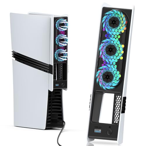 Für PS5 Lüfter mit LED-Licht, Leise Lüfter Kühler für PS5 HUIJUTCHEN Geräuscharm Kühlgebläse für PS5 mit 3 Lüftern und Controller-USB-Anschluss Einstellbare Geschwindigkeits (For PS5 Pro/Slim) Für PS5 Lüfter mit LED-Licht, Leise Lüfter Kühler für PS5 HUIJUTCHEN Geräuscharm Kühlgebläse für PS5 mit 3 Lüftern und Controller-USB-Anschluss Einstellbare Geschwindigkeits (For PS5 Pro/Slim) von HUIJUTCHEN