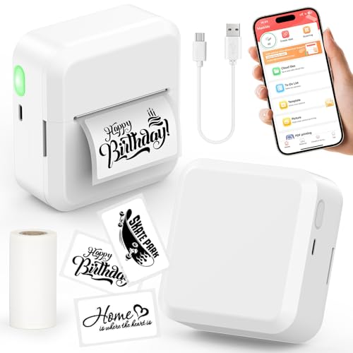 HUIJUTCHEN Tragbarer Bluetooth-Etikettendrucker mit 30 x 50 mm Klebeband, kompakter & kabelloser Mini-Etikettendrucker, Thermoetikettenmacher für Zuhause, Büro, Küche, kompatibel mit iOS & Android HUIJUTCHEN Tragbarer Bluetooth-Etikettendrucker mit 30 x 50 mm Klebeband, kompakter & kabelloser Mini-Etikettendrucker, Thermoetikettenmacher für Zuhause, Büro, Küche, kompatibel mit iOS & Android von HUIJUTCHEN