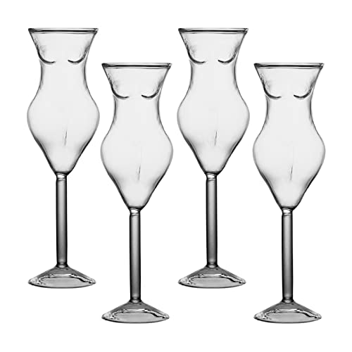 HUIKJI Weingläser, nackte Frauen, Cocktailglas, Kristall, Whiskey-Glas, transparent, für den menschlichen Körper, kreativ, einzigartig, sexy, für Zuhause, Party, Bar, 4 Stück von HUIKJI