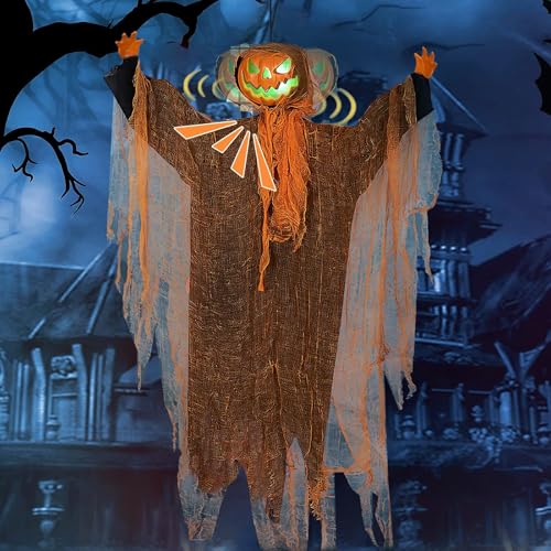 Schüttelkopf Kürbiskopf Dekoration mit LED Licht,Hängende Laterne Kürbiskopf,Halloween Deko Outdoor,Kürbis Deko,für Vorgarten Patio Schüttelkopf Kürbiskopf Dekoration mit LED Licht,Hängende Laterne Kürbiskopf,Halloween Deko Outdoor,Kürbis Deko,für Vorgarten Patio von HUIKUANGEU
