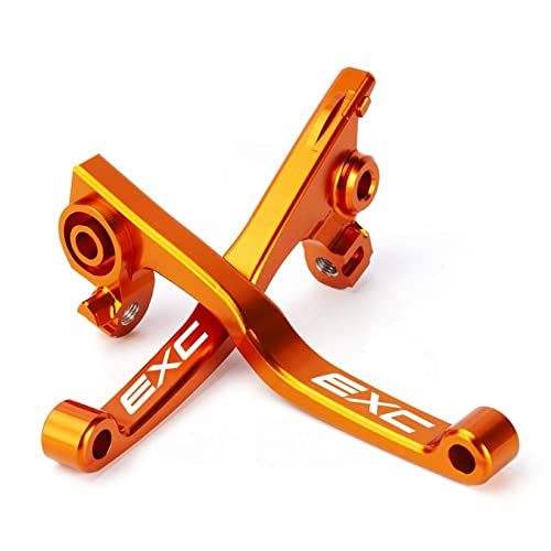 HUILA Motorradzubehör 2023 CNC-Kupplungsbremshebel passend for EXC EXCF 150 250 300 350 450 500 EXC-F TPI Motocross-Griffhebel(Orange-EXC Logo) von HUILA