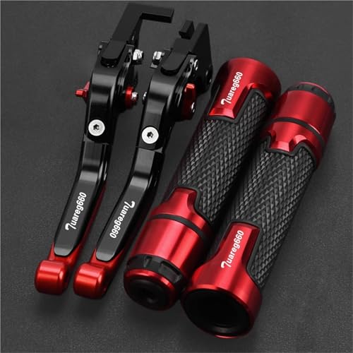 HUILA Motorradzubehör Klappbremskupplungshebel & 22MM Lenker Lenkergriffe for Tuareg660 Tuareg 660 2022-2024(Red) von HUILA