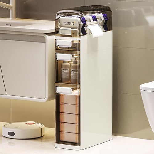 HUIMOZ 18 cm schmaler Küchenlückenschrank für kleine Räume, schmaler Badezimmer-Aufbewahrungsschrank, wasserdichter Unterschrank mit Schubladen, Toilettenpapierhalter, platzspar HUIMOZ 18 cm schmaler Küchenlückenschrank für kleine Räume, schmaler Badezimmer-Aufbewahrungsschrank, wasserdichter Unterschrank mit Schubladen, Toilettenpapierhalter, platzspar von HUIMOZ