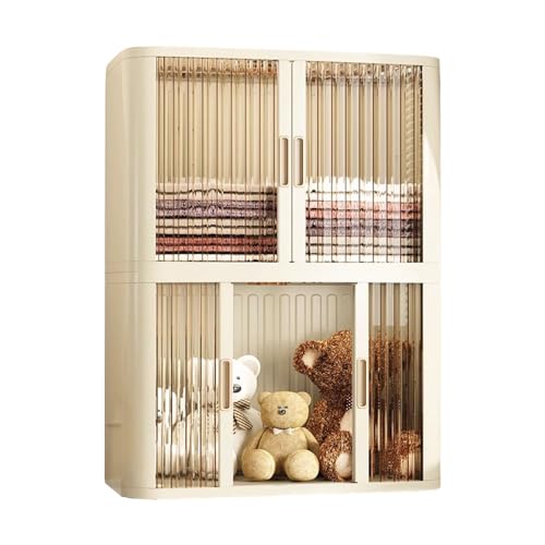 HUIMOZ 2-stöckige, zusammenklappbare Aufbewahrungsbehälter mit Rädern, stapelbare Aufbewahrungsboxen aus Kunststoff für den Schrank mit magnetischen Türen, für Spielzeug, Bücher von HUIMOZ