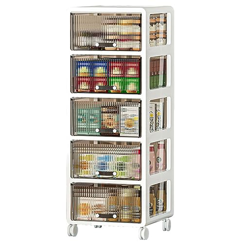 HUIMOZ 5-stöckiger Lagerschrank mit durchsichtigen Schubladen und Rollen, 43 Zoll hohe Schränke für Garage, Home Office, Speisekammer, Schlafzimmer, Küche, Wohnzimmer, Badezimme HUIMOZ 5-stöckiger Lagerschrank mit durchsichtigen Schubladen und Rollen, 43 Zoll hohe Schränke für Garage, Home Office, Speisekammer, Schlafzimmer, Küche, Wohnzimmer, Badezimme von HUIMOZ