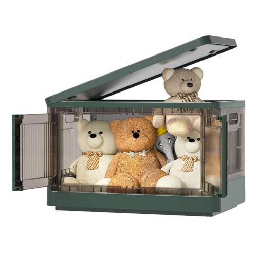 HUIMOZ Aufbewahrungsbehälter mit Deckel, Kunststoff-Aufbewahrungsschrank für Schrankorganisation und Aufbewahrung, stapelbare Aufbewahrungsbox mit Doppeltür, zusammenklappbare A von HUIMOZ