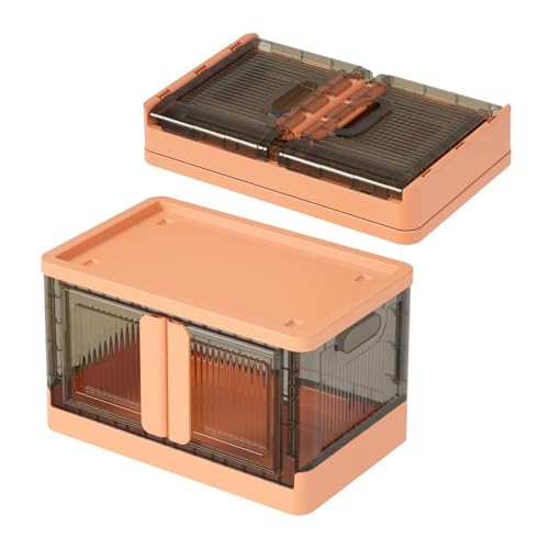 HUIMOZ Aufbewahrungsbehälter mit Deckel, Kunststoff-Aufbewahrungsschrank für Schrankorganisation und Aufbewahrung, stapelbare Aufbewahrungsbox mit Doppeltür, zusammenklappbare A von HUIMOZ