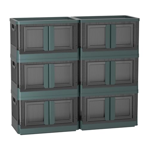 HUIMOZ Aufbewahrungsbehälter mit Deckel, Kunststoff-Aufbewahrungsschrank für Schrankorganisation und Aufbewahrung, stapelbare Aufbewahrungsbox mit Doppeltür, zusammenklappbare A von HUIMOZ