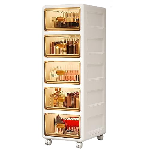 HUIMOZ Aufbewahrungsschrank mit 5 durchsichtigen Schubladen, 5-stöckiger Küchen-Aufbewahrungsschrank mit Tür, Schrank, Sideboard, Organizer-Schrank für Wohnzimmer, Badezimmer, W HUIMOZ Aufbewahrungsschrank mit 5 durchsichtigen Schubladen, 5-stöckiger Küchen-Aufbewahrungsschrank mit Tür, Schrank, Sideboard, Organizer-Schrank für Wohnzimmer, Badezimmer, W von HUIMOZ