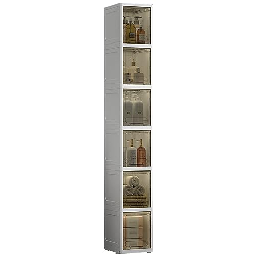 HUIMOZ Badezimmer-Aufbewahrungsschrank, freistehender schmaler Hochschrank mit Rollen, Küchenvorratsschrank mit Türen für das Wohnzimmer, Badezimmer-Unterschrank-Akzentmöbel von HUIMOZ