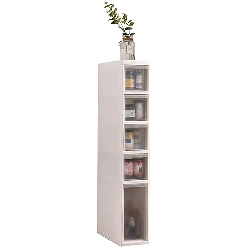 HUIMOZ Badezimmer-Unterschrank, weißer Aufbewahrungs-Organizer aus Kunststoff, freistehender Schrank mit durchsichtigen Schubladen für Küche/Flur/Wohnzimmer/Schlafzimmer/Waschkü von HUIMOZ
