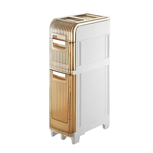 HUIMOZ Clip-Aufbewahrungsschrank mit Schublade, ultraschmaler Naht, Sideboard, Küchennahtschrank, bodenstehend, mit durchsichtigen Schubladen und Rollen, Badezimmer-Aufbewahrung von HUIMOZ