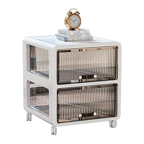 HUIMOZ Durchsichtiger Lagerschrank mit Ledergriffen und Rollen, hohe Schränke für Garage, Home Office, Speisekammer, Schlafzimmer, Küche, Wohnzimmer, Badezimmer, Waschküche von HUIMOZ